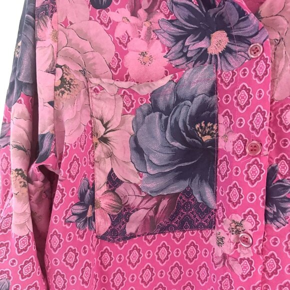 Anthropologie Free For Humanity sz M Mixed Print Floral Cottage Button Roll Tab - Picture 9 of 16